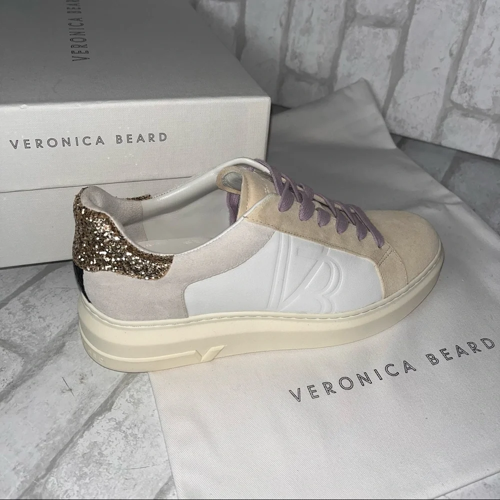 NWT VERONICA BEARD Geri Colorblock Leather & Suede Sneakers size 6.5 - Picture 6 of 13